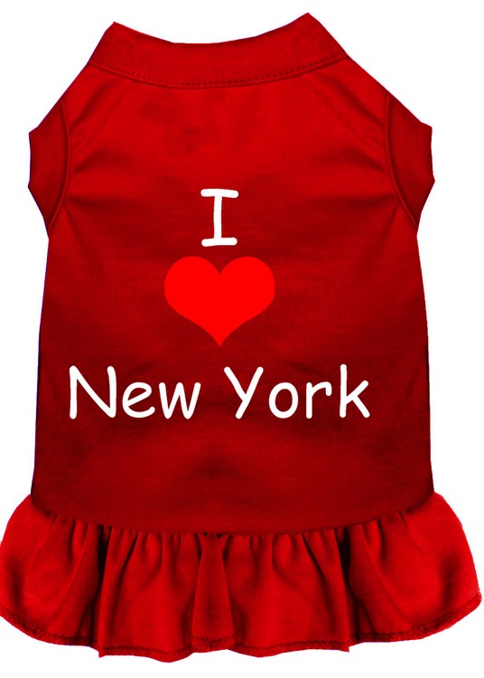 I Heart New York Screen Print Dress Red XS